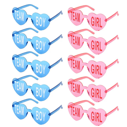 Baby Gender Reveal Party Team Boy Team Girl Glasses Decoration Supplies Blue and Pink Sunglasses Photo Props Guests Gift Favors Good Vibrations