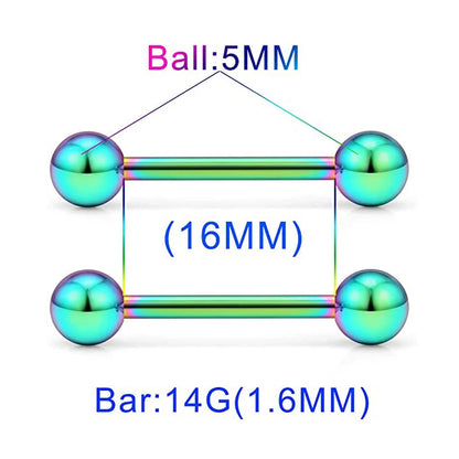 14G Tongue Rings Nipple Rings Surgical Steel Barbell Nipplering Body Piercing Jewelry for Women Men 12MM 14MM 16MM 18MM Bar Leng Good Vibrations Adult Super Store