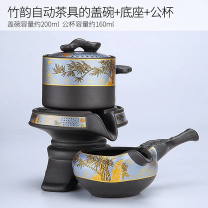 Chinese Purple Clay Tea Infuser Rotary Automatic Water Tea Set Beauty Teapot and Cup Set Traditional Zisha Tea Accessories Good Vibrations