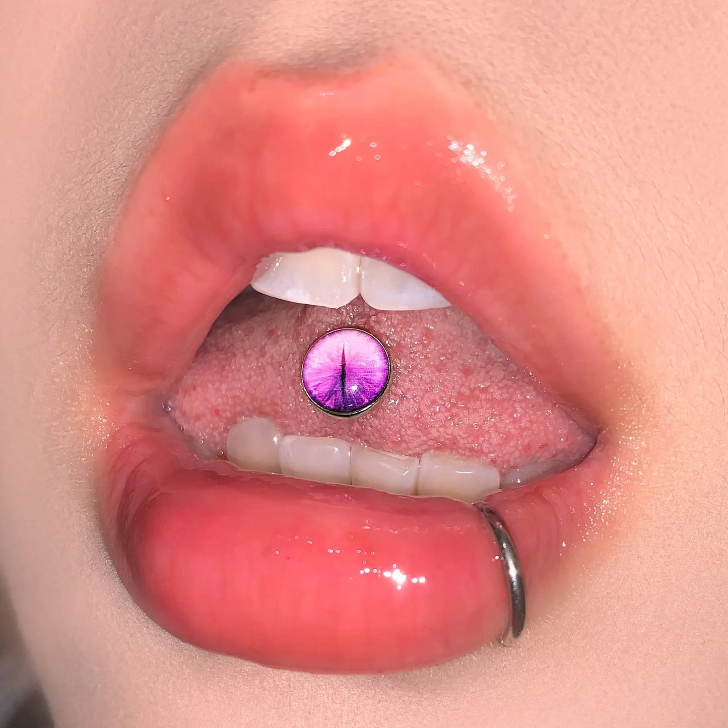 New Trendy Hypoallergenic Stainless Steel Colorful Eye Tongue Rings for Women Tongue Stud Body Piercing Jewelry Good Vibrations