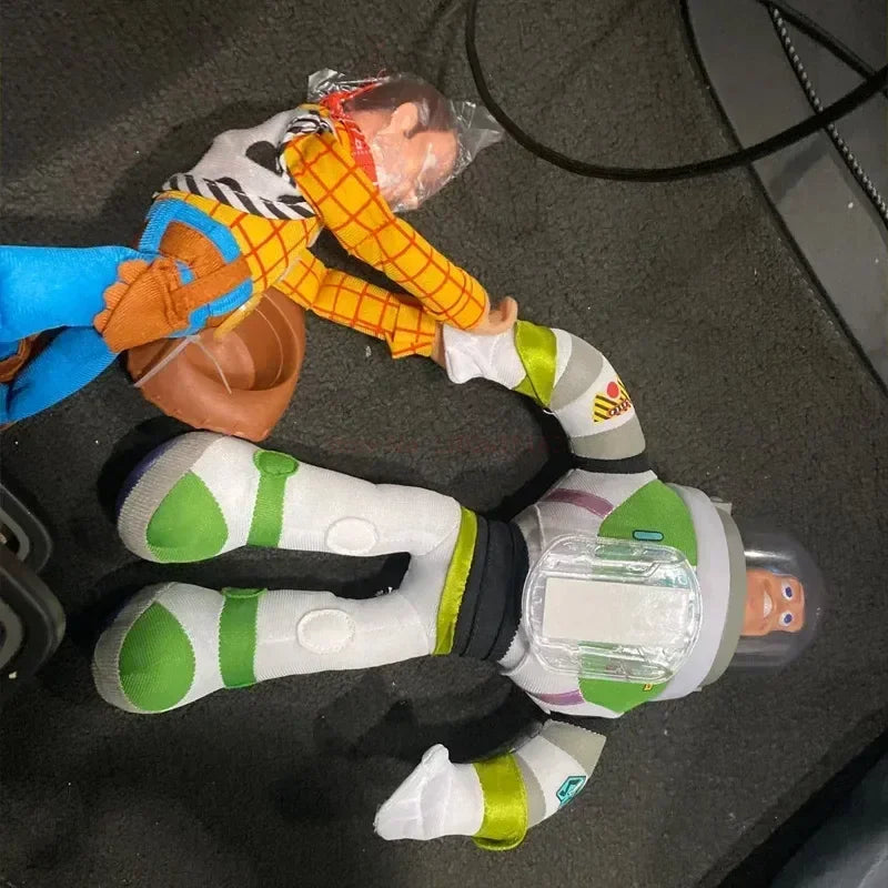 Toy Story Buzz Lightyear Rescue Woody Plush Dolls Auto Car Exterior Decoration Funny Dolls Outside Hang Toy Car Roof Ornament Good Vibrations