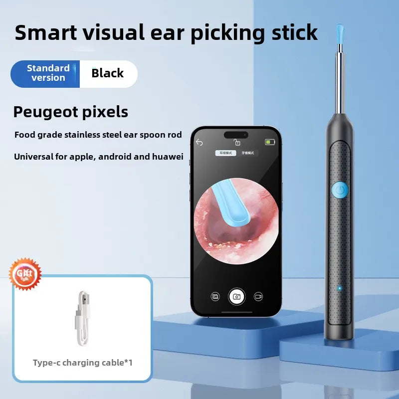 Wireless Visual Ear Endoscope Camera Ear Cleaning Tools Spoon Safe Silicone Earpick 5MP Camera Ear Wax Remover Luminous Otoscope Good Vibrations