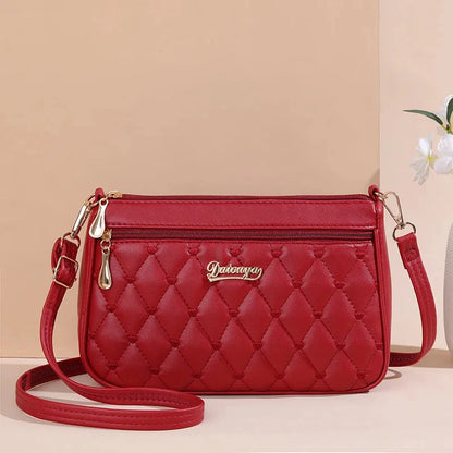 PU Leather Crossbody Bags Zipper New Fashion Shoulder Bag for Women Large Capacity Embroidery Thread Small Purse and Handbags Good Vibrations