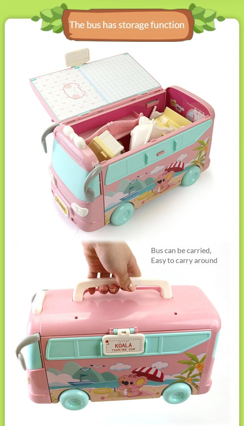 Dollhouse Koala Tour Bus Diary Girl Play House Toy Diy Bedroom Dresser Dining Kitchen Bathroom Shop Pretend Family Toys Girls Good Vibrations