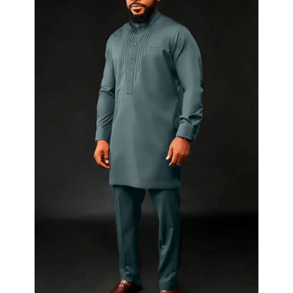 New Dashiki Luxury Full Set Men's Set Round Neck Embroidered Men's Set African Traditional Two Piece Set Men's Full Set Suit Good Vibrations