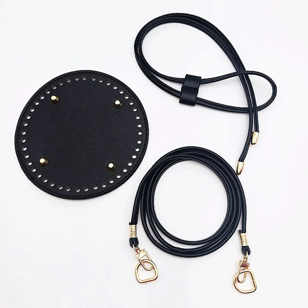 3Pcs DIY Purse Making Kit with Chain PU Leather Bucket Bag Base & Shoulder Strap Crochet Handbag Accessories ﻿ Good Vibrations
