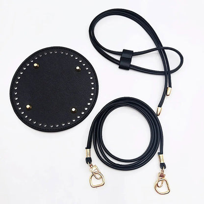 3Pcs DIY Purse Making Kit with Chain PU Leather Bucket Bag Base & Shoulder Strap Crochet Handbag Accessories ﻿ Good Vibrations