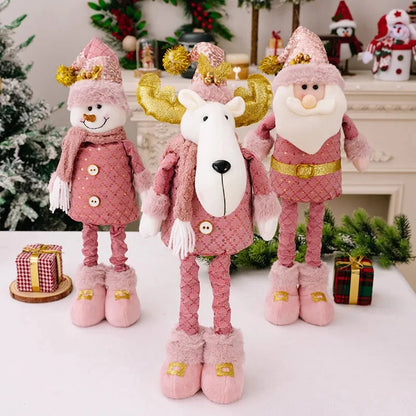 hristmas Decoration Pink Telescopic Doll Santa Claus Snowman Elk Various Standing Positions Holiday Atmosphere Christmas Gift Good Vibrations