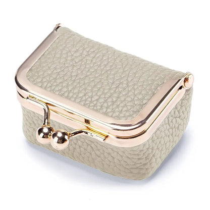 Litchi Grain Mini Bag, 2 Sizes Available, Retro Metal Kiss Lock, Portable Jewelry Pouch for Rings, Earrings & Necklaces Coin Pur Good Vibrations