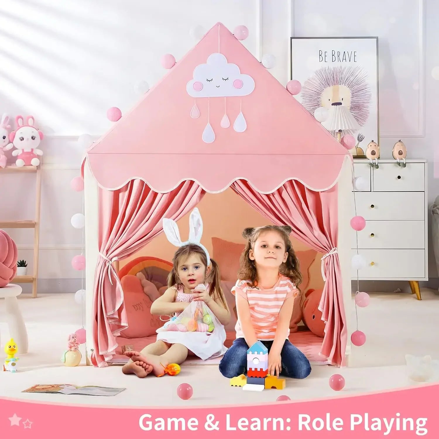 Children's Tent Indoor Outdoor Games Garden Tipi Princess Castle Folding Cubby Toys Tents Enfant Room House Teepee Playhouse Good Vibrations