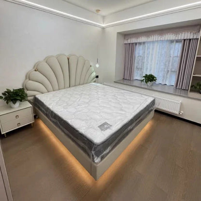 Luxury Beds 2 People Frame Floating Light Luxury Leather LED Lamp Double Bed Pink And Blue Queen Bed Frames Bedroom Furniture Good Vibrations