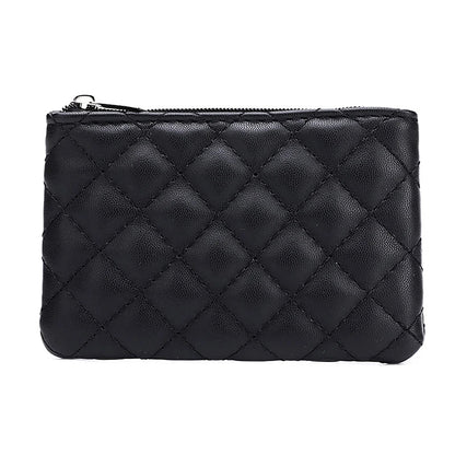 Women Small Coin Purse PU Leather Zipper Wallets Pouch Plaid Print Change Purses Business Card Holder Ladies Mini Coin Bag Good Vibrations
