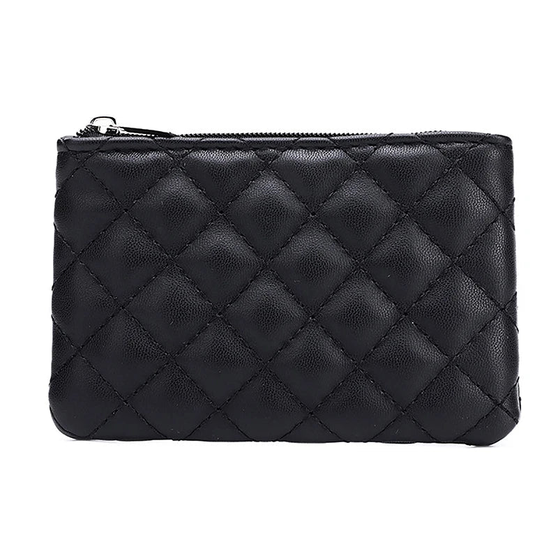 Women Small Coin Purse PU Leather Zipper Wallets Pouch Plaid Print Change Purses Business Card Holder Ladies Mini Coin Bag Good Vibrations