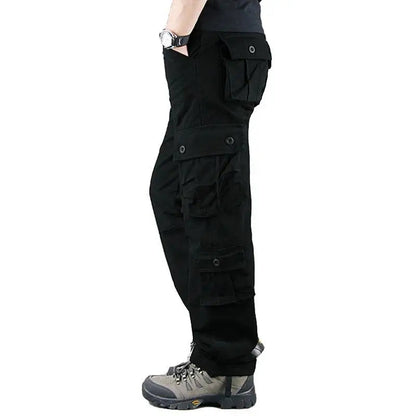Men's Tactical Camouflage Overalls High-Quality Cotton Multi-Pocket Trousers Sports Training Casual Work Pants Good Vibrations