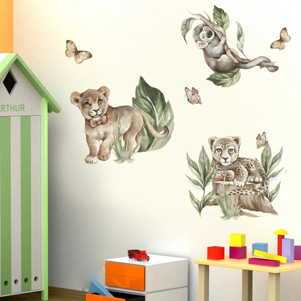 Cartoon Animals decals wall stickers for kids rooms children bedroom wall decals 3d vivid poster Decoration murals Beby Favors Good Vibrations