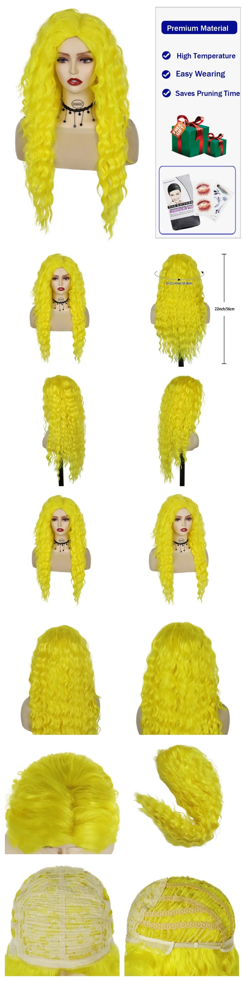 GNIMEGIL Synthetic Long Wave Cur Wigs Female Natural Brown Wig with Clip Free Part Side Bangs 80s Curly Wigs for Women Ombre Wig Good Vibrations
