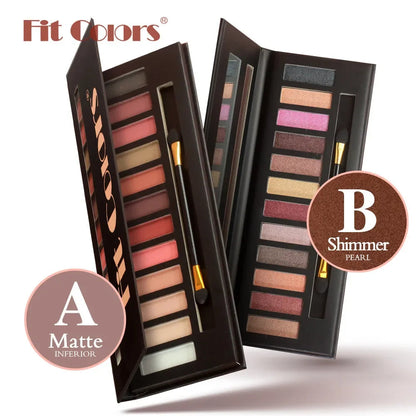 Fit Coiors 12 Color Eyeshadow Series--Best Pro Matte Pearlescent Highlight Eyeshadow Palette Makeup For Women Good Vibrations