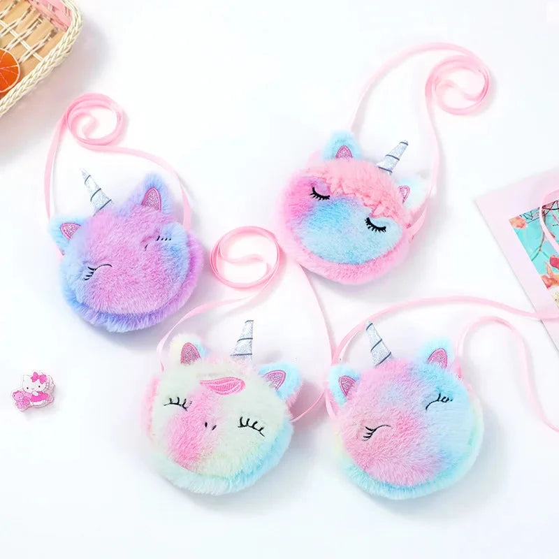 Cute Plush Cartoon Coin Purse Children Girls Shoulder Bag  Unicorn Animals Messenger Bag Kids Keys Coin Purse Mini Handbag Good Vibrations