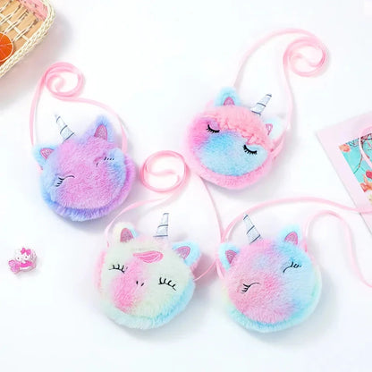 Cute Plush Cartoon Coin Purse Children Girls Shoulder Bag  Unicorn Animals Messenger Bag Kids Keys Coin Purse Mini Handbag Good Vibrations