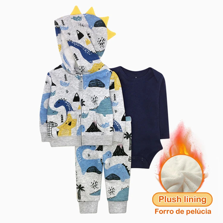 3pcs Baby Clothes Set for Newborns Toddler Girl Boy Clothes Hooded Jacket Trousers + Bodysuits 3pcs Child sets Infant Outfits Good Vibrations