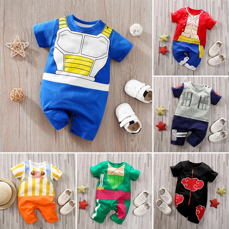 Newborn Clothing Handsome Anime Role Play Cotton Comfortable Soft Boys And Girls 0-18 Summer Short Sleeved Baby Jumpsuit Good Vibrations