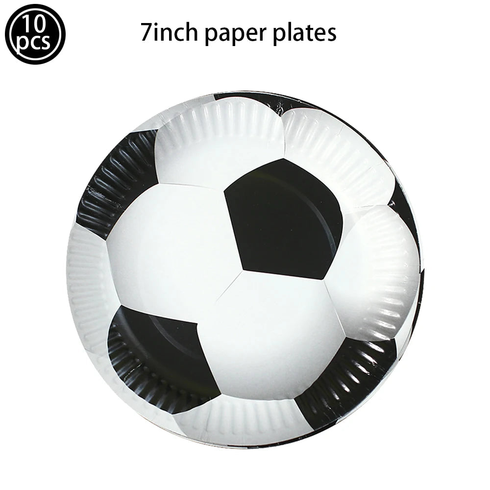 Soccer Party Disposable Tableware Paper Plates Cups Napkins Tablecloth Soccer Birthday Party Decoration Good Vibrations