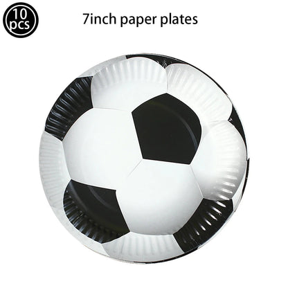 Soccer Party Disposable Tableware Paper Plates Cups Napkins Tablecloth Soccer Birthday Party Decoration Good Vibrations