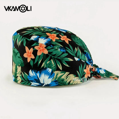 Flower printing hats scrubs women hats Health service Workers adjustable caps beauty salon Work Frosted cap lab pet store hats Good Vibrations