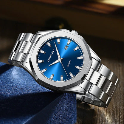 Watches for Men Classic with Date Business Dress Luxury Waterproof Luminous Mens Wrist Watch Analog Stainless Steel Men Watch Good Vibrations