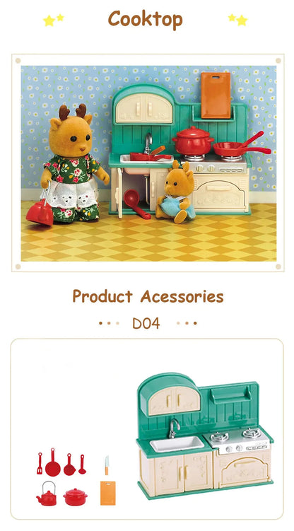 1:12 Miniature Furniture Forest Family Kitchen Toy Dining Table Dollhouse Accessories Bathroom Pretend Play For Girl Gifts Toys Good Vibrations