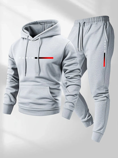 2025 letter printed sportswear set men's hooded sweatshirt long pants set spring and autumn winter warm suit Good Vibrations