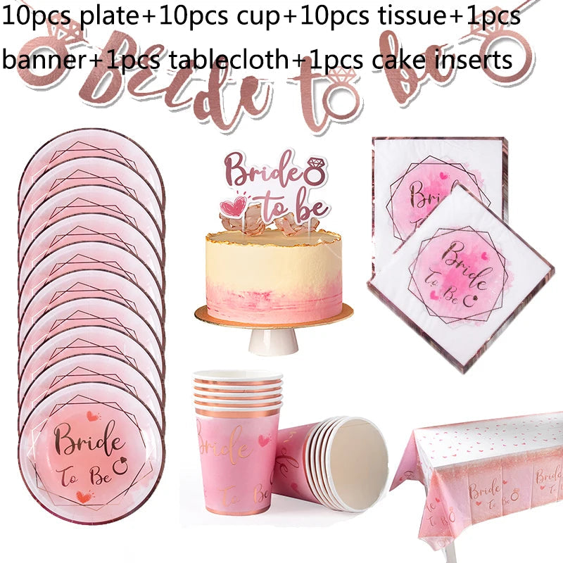 Bachelorette Party Team Bride To Be Tableware Cups Plate Bridal Shower Gift Bride to be Hen Wedding Decorations Adult Supplies Good Vibrations