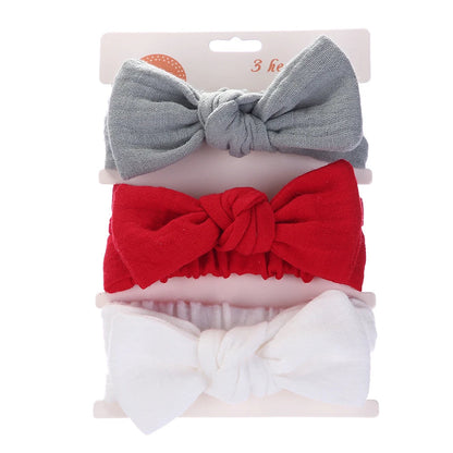3Pcs/Set Solid Muslin Cotton Linen Baby Headband Elastic Rabbit Ear Hair Band Infant Girl Turban Headwraps Stretch Accessories Good Vibrations