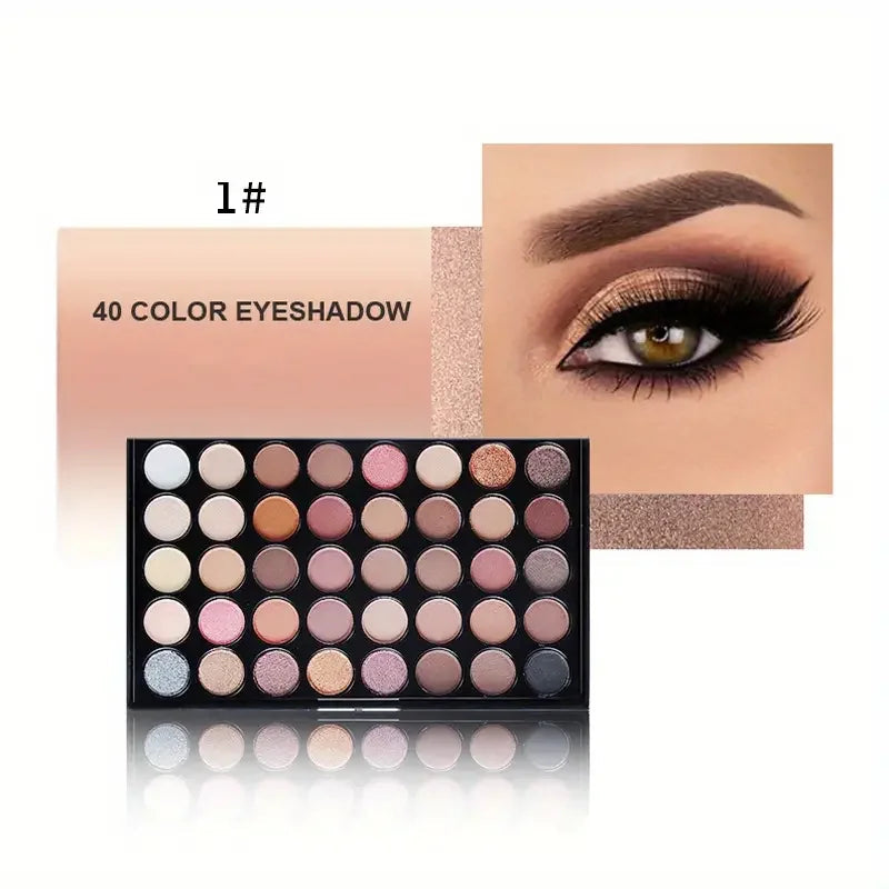 40 Color Eye shadow Palette Make-up for Women with Brushes Nude Eyeshadow Palette Glitter Matte Pigmented Powder Eye Cosmetics Good Vibrations