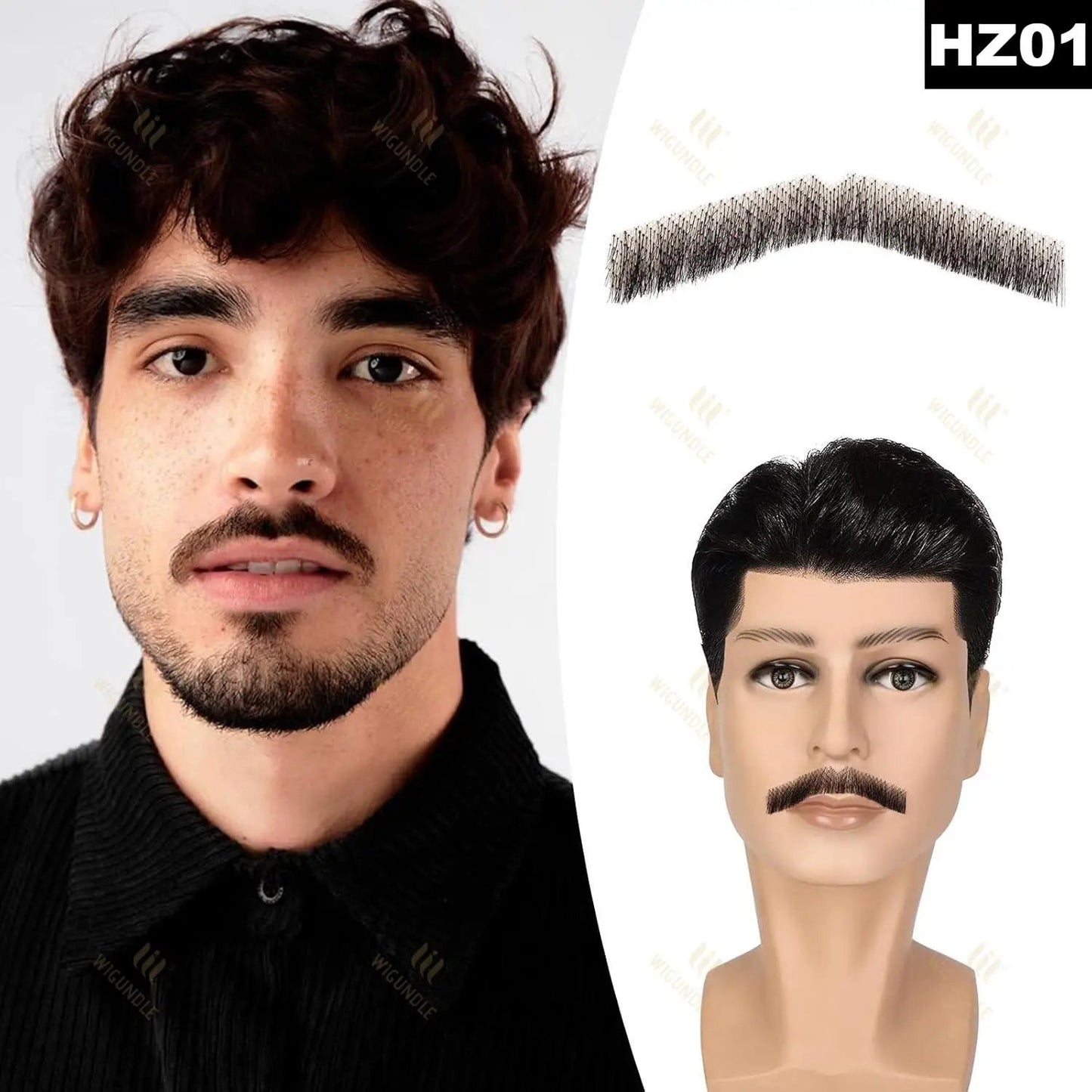 Wigundle Man's Beard Hand Made Real Hair Fake Beard Mustache Fancy Synthetic Invisible for Makeup Fake Hair Cospaly Party Tools Good Vibrations