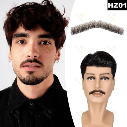 Wigundle Man's Beard Hand Made Real Hair Fake Beard Mustache Fancy Synthetic Invisible for Makeup Fake Hair Cospaly Party Tools Good Vibrations
