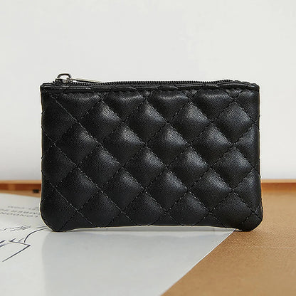 Women Small Coin Purse PU Leather Zipper Wallets Pouch Plaid Print Change Purses Business Card Holder Ladies Mini Coin Bag Good Vibrations