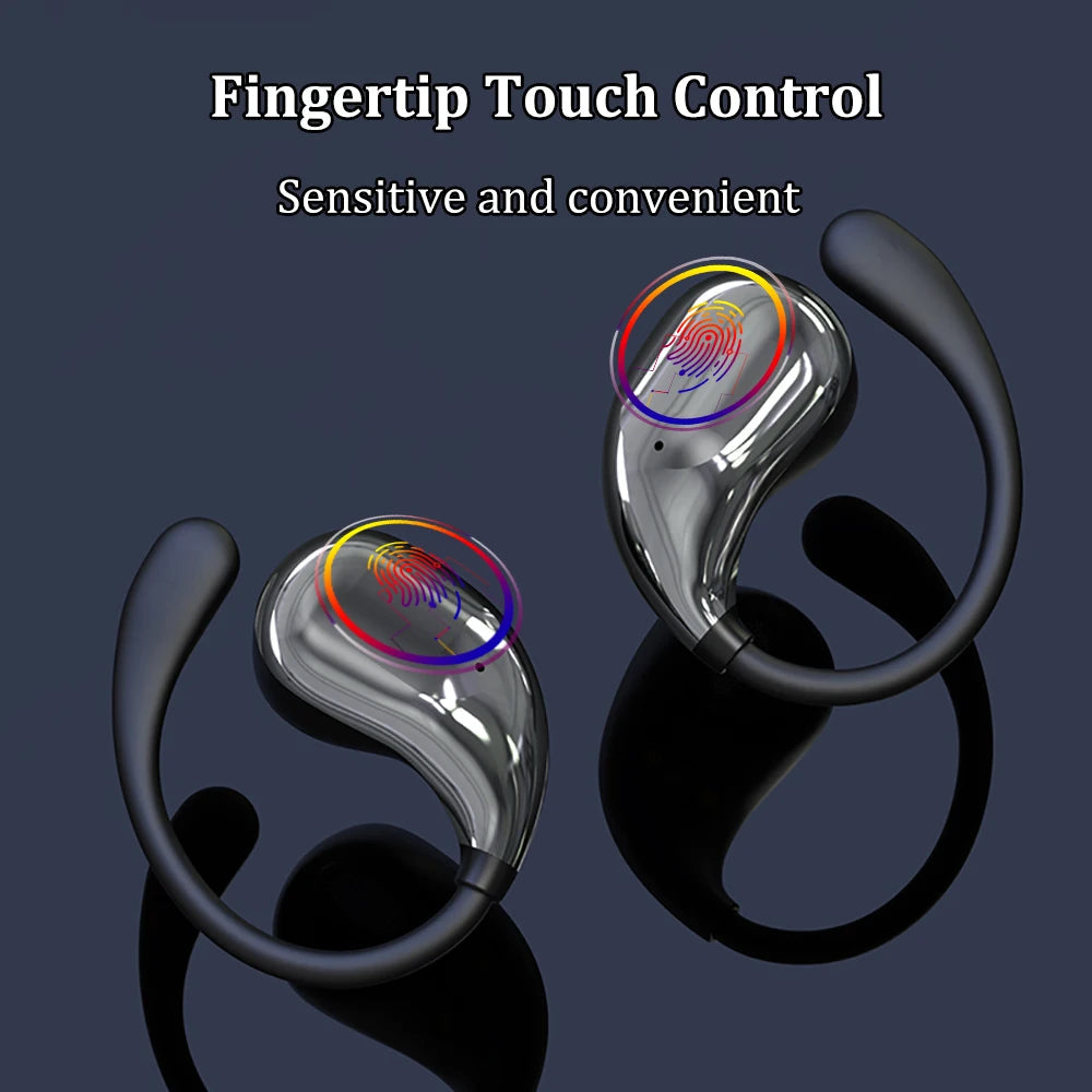 Bluetooth 5.4 Ear Hook Headphones TWS Wireless Earphones HiFi Stereo Waterproof Headsets LED Display Long Standby Touch Earbuds Good Vibrations