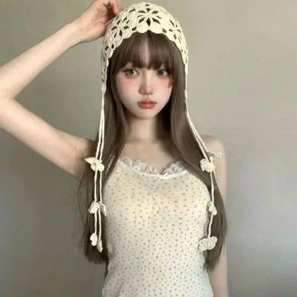 Knitted Hats Handmade Hollowed Knit Cap Literary Fisherman's Hat Crocheted Hat Ethnic Baotou Cap Cotton Pullover Hat Breathable Good Vibrations