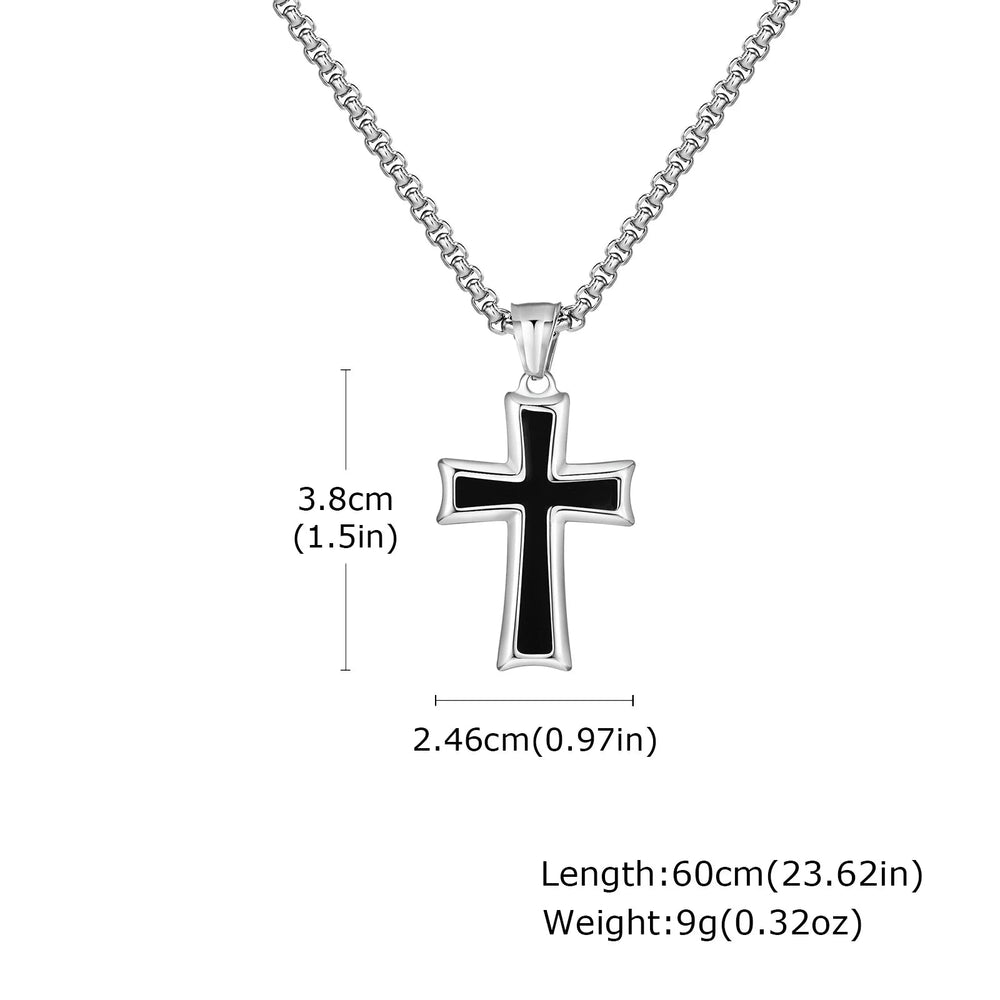 Stainless Steel Cross Necklace for Men,Waterproof Black Glue Pendant Necklace,Trendy Stylish Jewelry Gifts Good Vibrations