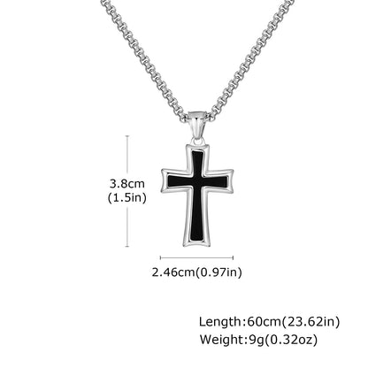 Stainless Steel Cross Necklace for Men,Waterproof Black Glue Pendant Necklace,Trendy Stylish Jewelry Gifts Good Vibrations