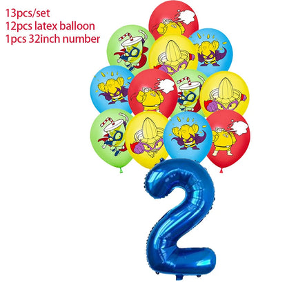 Superzings Birthday Party Decoration Balloon Banner Cake Topper SuperthingsTableware Birthday Party Supplies Baby Shower Good Vibrations