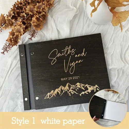 Personalized Guest Book Wedding Album Memory Wooden Adventure Rustic Unique Photo Album For Custom Name Marriage Wedding Gift Good Vibrations