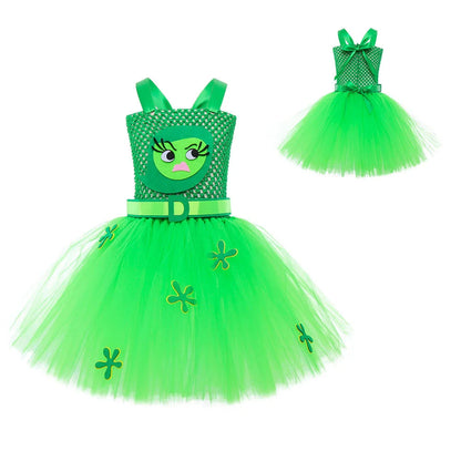 Anime Movie Disgust Anxiety Character Full Set Children Girl Sweet Cute Dress Halloween Carnival Party Stage Performance Costume Good Vibrations