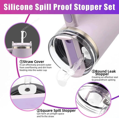 9pcs Accessories Set for Stanley Cup 30oz/40oz Spill Proof Stopper Flowers Straw Cover Silicone Boot Charm Butterfly Chain Good Vibrations Adult Super Store