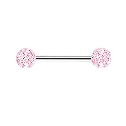 1PCS-4PCS Stainless Steel 14G Tongue Rings Barbell Pink Tongue Barbell Jewelry for Women Piercing Tongue Body Piercing Pink Good Vibrations Adult Super Store