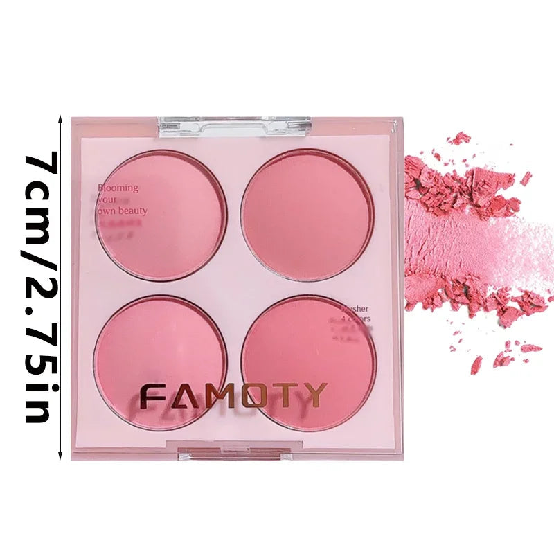 4 Colors Blush Palette Low Saturated Powder Compact Soft Color Gradient Matte Vibrant Color Light Pink Purple Blush For Girls Good Vibrations