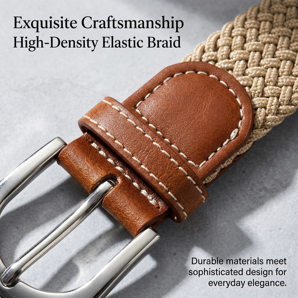 Women's elastic and elastic woven belt in one outfit, casual and versatile denim belt for men and women Good Vibrations