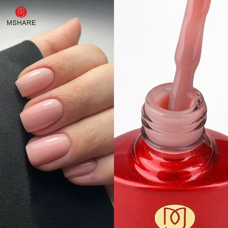 MSHARE Blush Pink Shade Color Rubber Base Gel Polish Nail Camouflage Nails Gel 10ml Good Vibrations