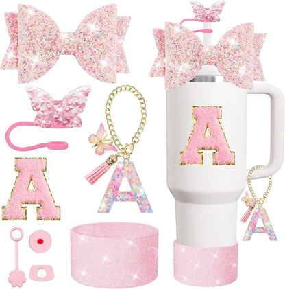 8PCS Cup Accessories Set for Stanley 30oz 40oz Tumbler Straw Topper Cover Cap Boot,Spill Proof Stopper Charm Initials Sticker Good Vibrations Adult Super Store